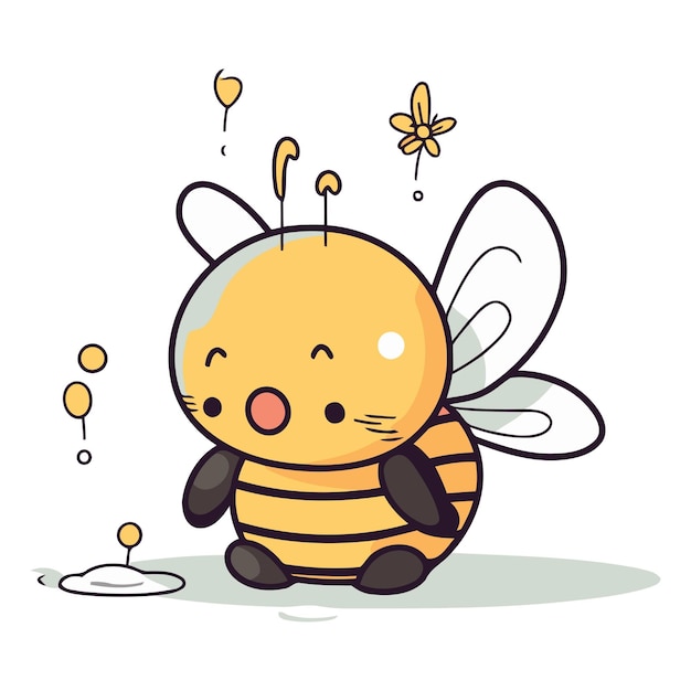 Vector cute cartoon bee isolated on a white background