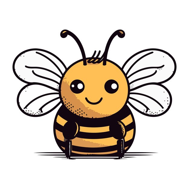 可愛い漫画のミツバチ ベクトルイラスト 白い背景に孤立