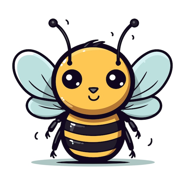 Милая мультфильмная пчела векторная иллюстрация изолирована на белом фоне
