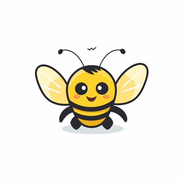 Милая мультфильмная пчела Векторная иллюстрация Изолирована на белом фоне