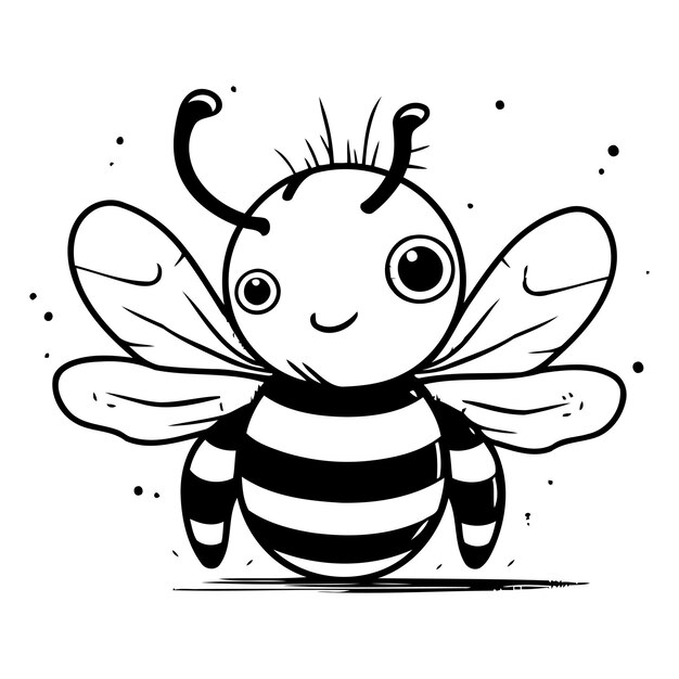 Cute cartoon bee Vector illustration Isolated on white background