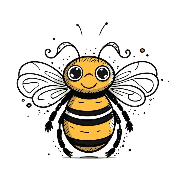 Cute cartoon bee Vector illustration isolated on a white background