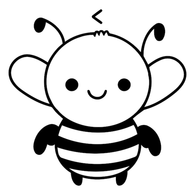 Vector cute cartoon bee on white background eps10