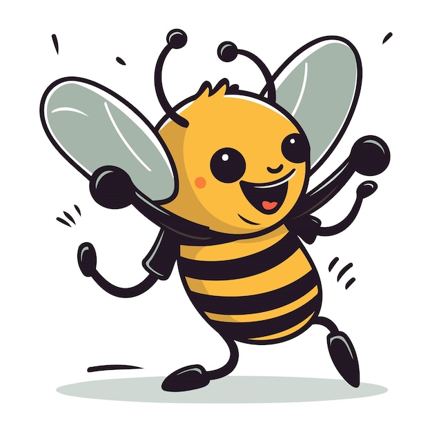 Cute cartoon bee on white background vector illustration for your design