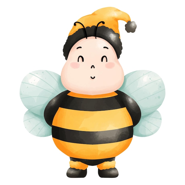cute cartoon bee with hat