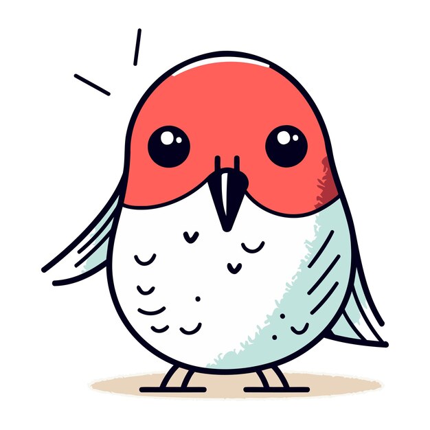 Vector cute cartoon bird vector illustration in doodle style