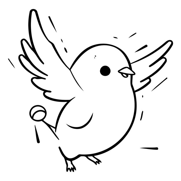 Vettore cute cartoon bird vector illustration in doodle style