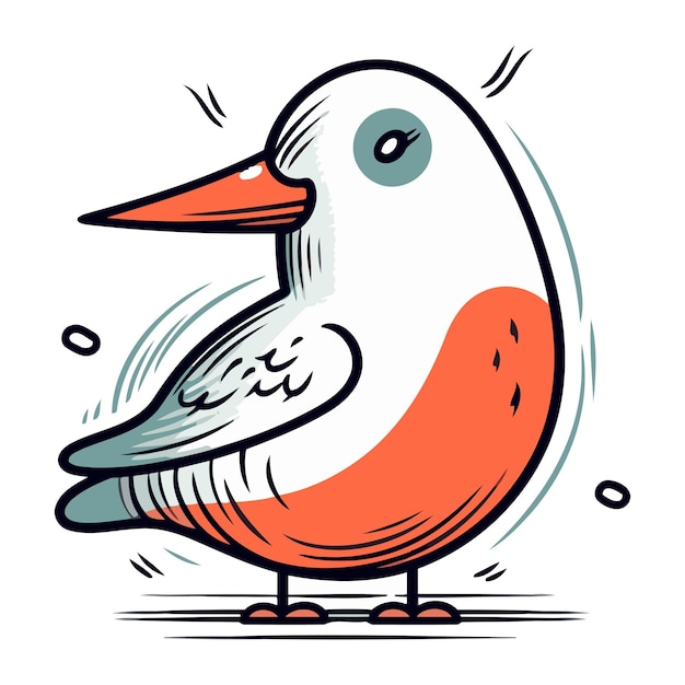 Милая мультфильмная птица Векторная иллюстрация изолирована на белом фоне
