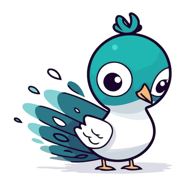 Piccolo uccello dei cartoni animati illustrazione vettoriale isolata su sfondo bianco