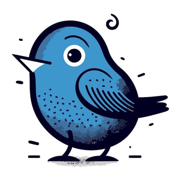 Cute cartoon bird with blue eyes vector illustration on white background