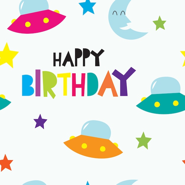 Vector cute cartoon birthday background