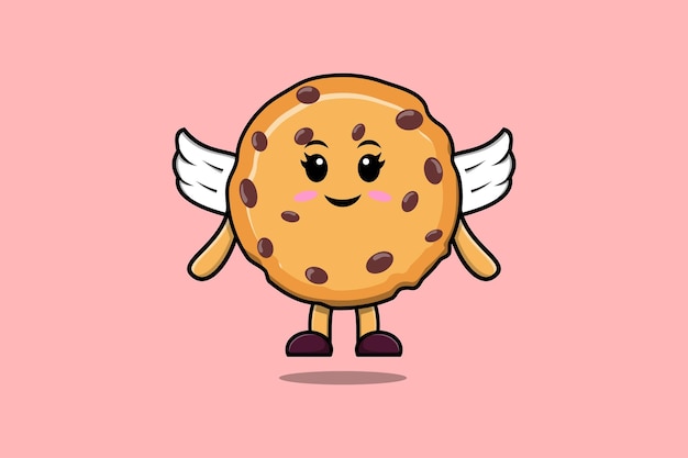 Cute cartoon Biscuits character wearing wings in modern style design illustration