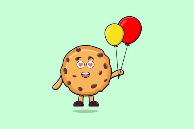 Cute cartoon Biscuits floating with balloon cartoon vector illustration concept flat cartoon style