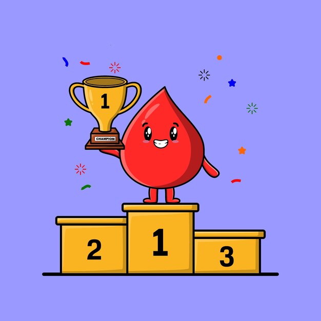 Cute cartoon blood drop as the first winner