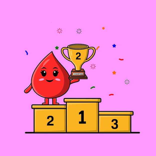 Vector cute cartoon blood drop as the second winner