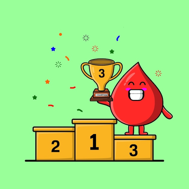 Cute cartoon blood drop as the third winner