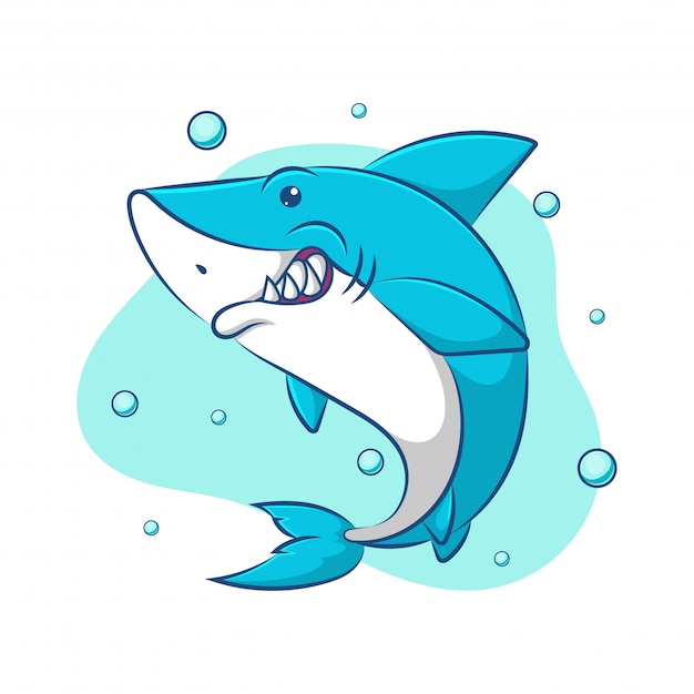 Cute cartoon blue shark illustration