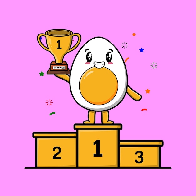 Cute cartoon boiled egg as the first winner