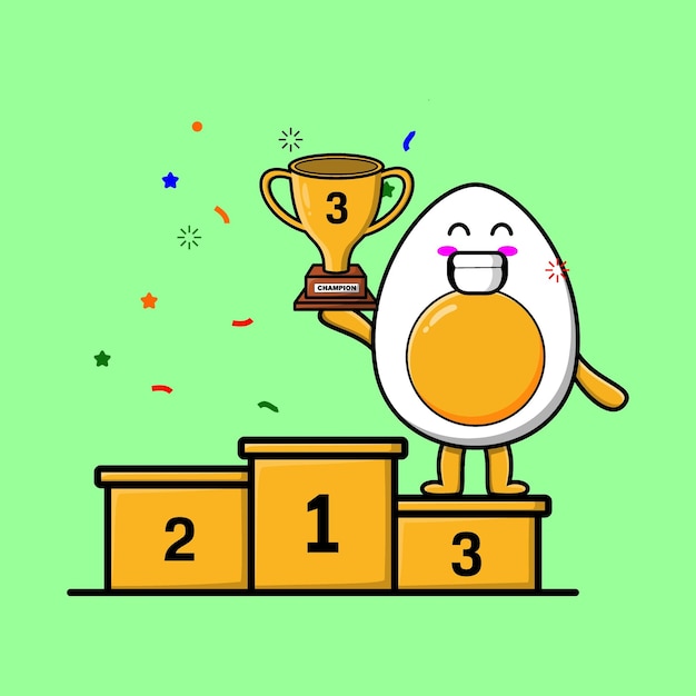 Cute cartoon boiled egg as the third winner