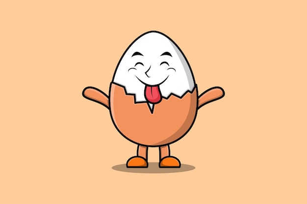 Cute cartoon Boiled egg character with flashy expression in modern cute style illustration