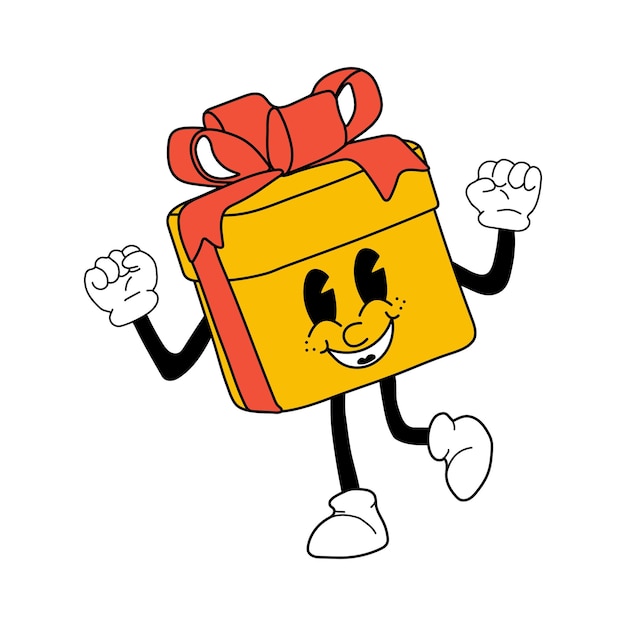 cute cartoon box gift character happy and cheerful emotions