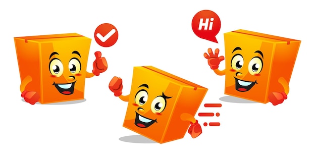 Cute cartoon box package mascot design