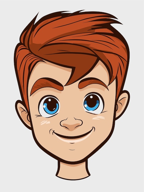 Cute cartoon boy face vector design con sfondo bianco