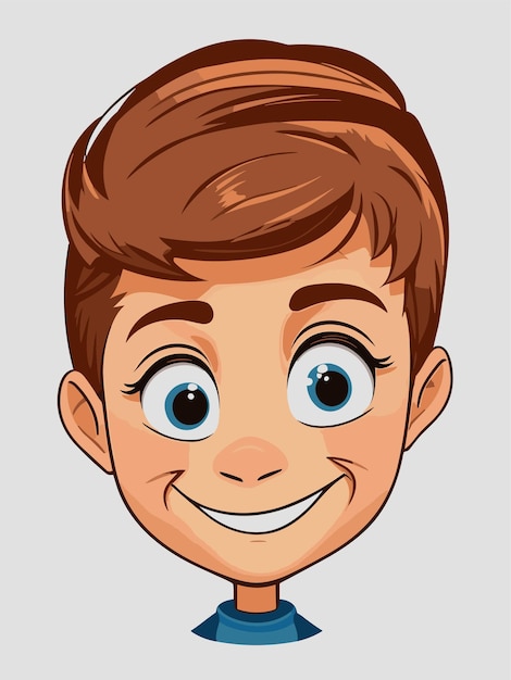 Cute cartoon boy face vector design con sfondo bianco