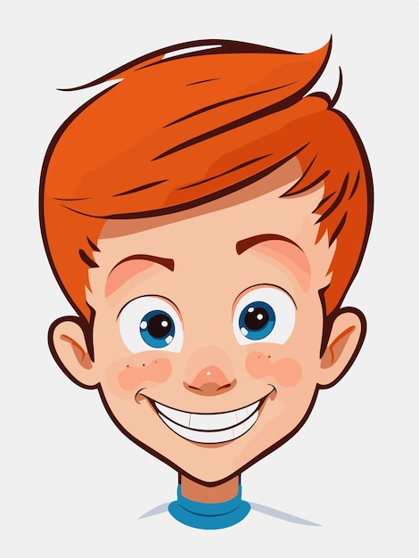 Cute Cartoon Boy Face Vector Design with White Background