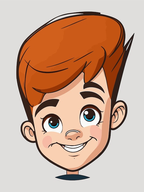 Cute cartoon boy face vector design con sfondo bianco