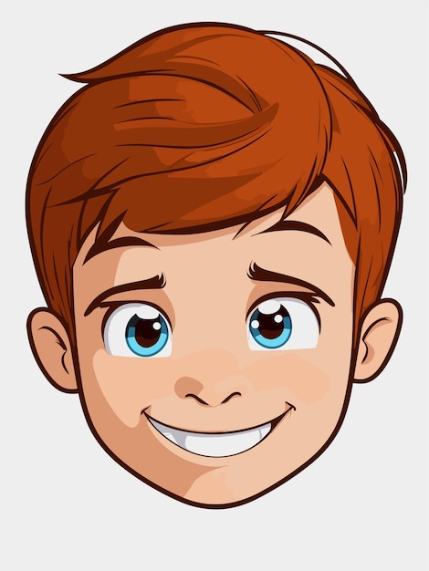 Cute cartoon boy face vector design con sfondo bianco