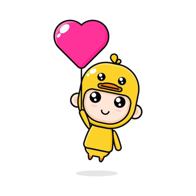 cute cartoon boy wearing duck costume