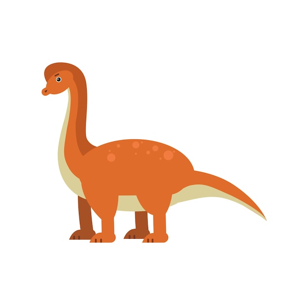 Cute cartoon brachiosaurus dinosaur, prehistoric and jurassic monster vector Illustration on a white background