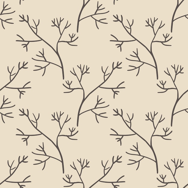 Cute cartoon branches seamless pattern. Background with plant, branch.