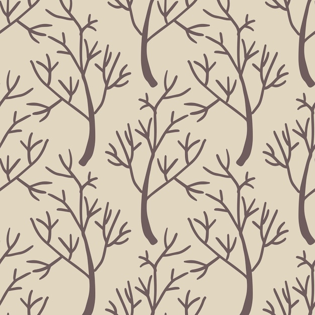 Cute cartoon branches seamless pattern. Background with plant, branch.