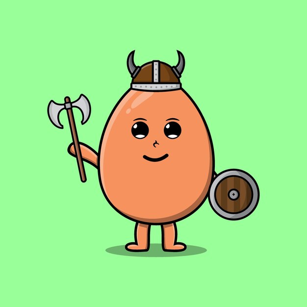 Cute cartoon brown cute egg viking pirate