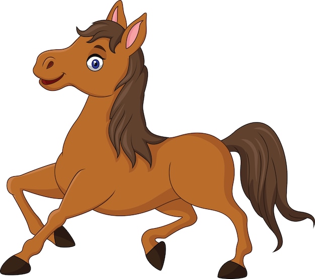 Cute cartoon brown horse