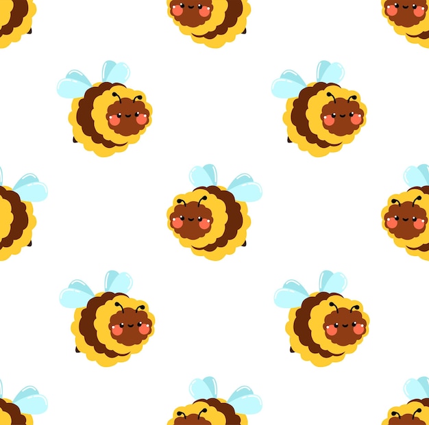 Cute cartoon bumblebee seamless pattern