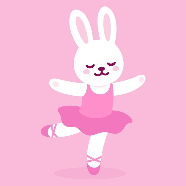 Vector cute cartoon bunny ballerina