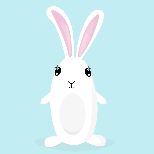 Cute cartoon bunny funny white rabbit vector illustration