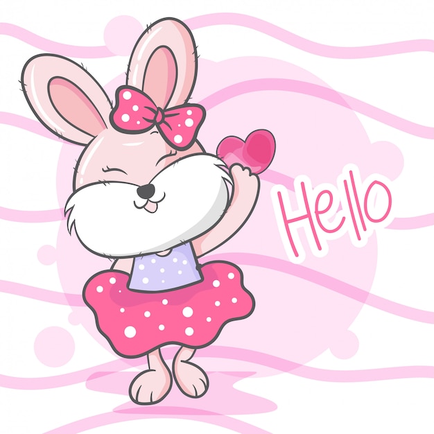 Vector cute cartoon bunny girl vector illustration