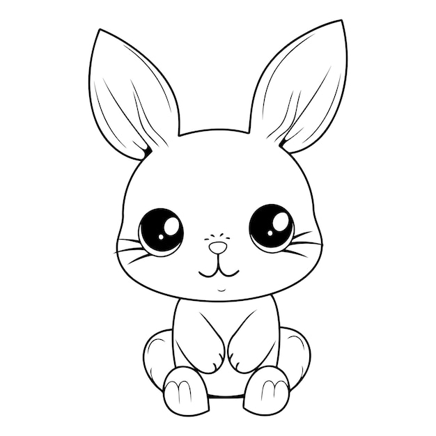 Vector cute cartoon bunny on a white background for children