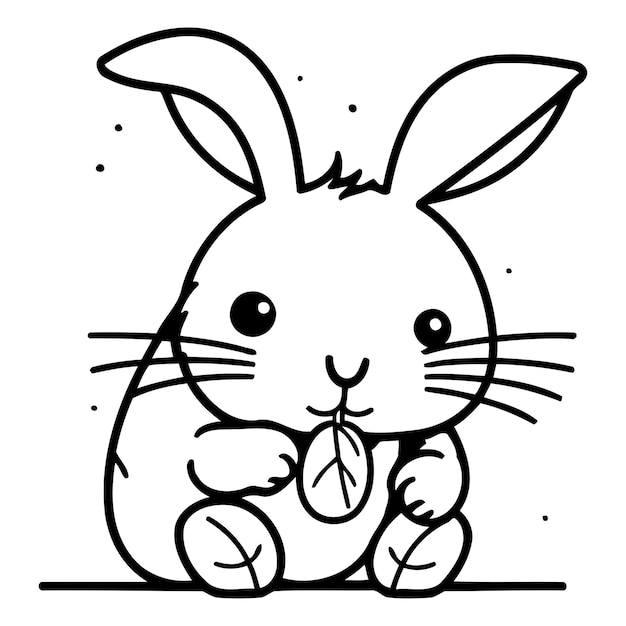 Vector cute cartoon bunny with a flower in his hand vector illustration