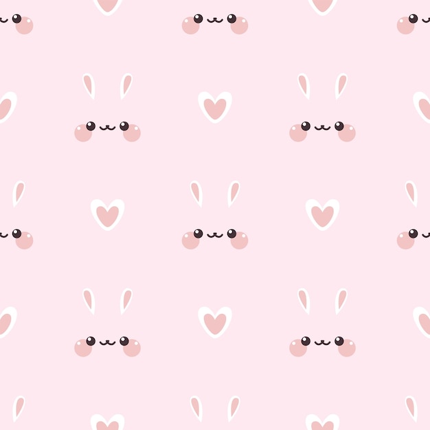 Cute cartoon bunny with hearts pattern