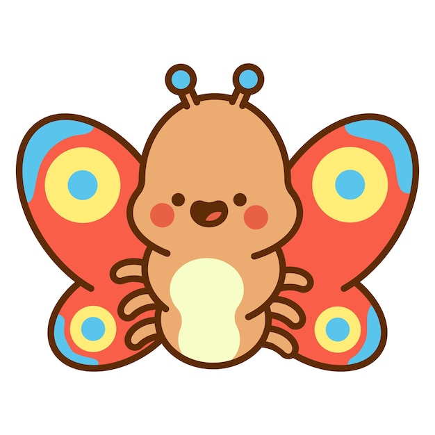 Cute cartoon butterfly vector character isolated on a white background