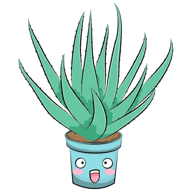 Cute cartoon cactus illustration. Home plants. Vector.