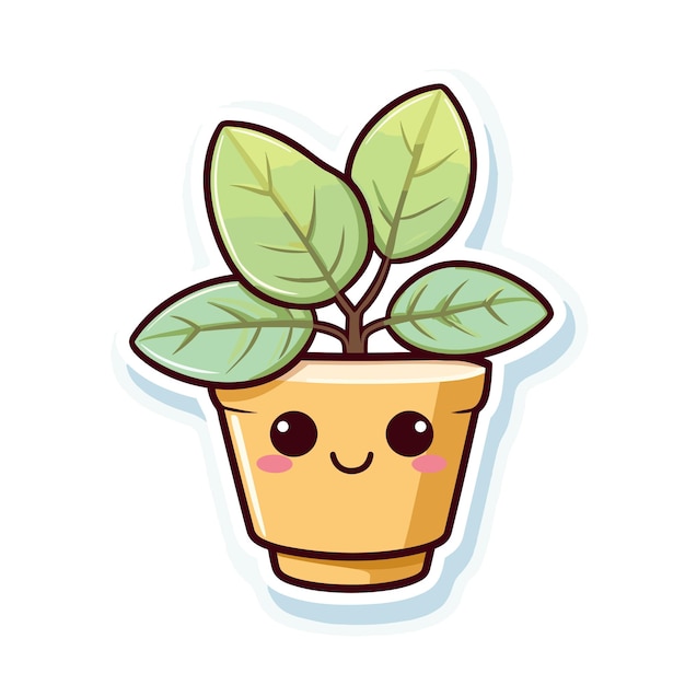 Cute cartoon cactus in pot