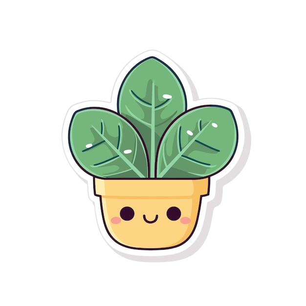 Vector cute cartoon cactus in pot