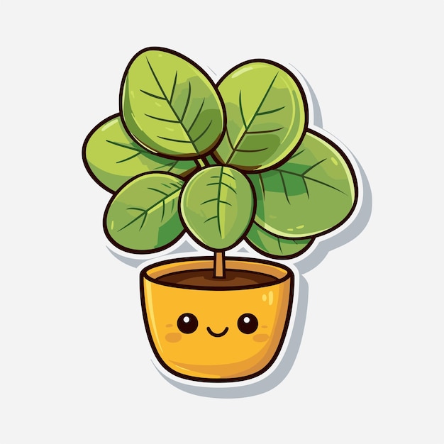 Vector cute cartoon cactus in pot