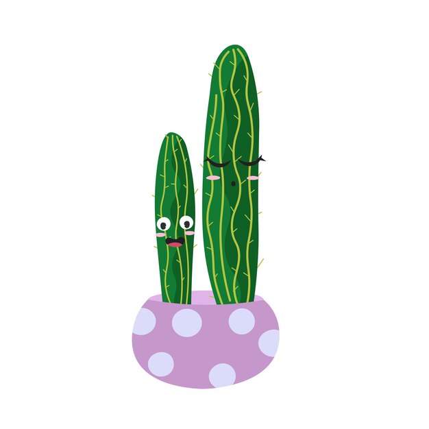 Vector cute cartoon cactus